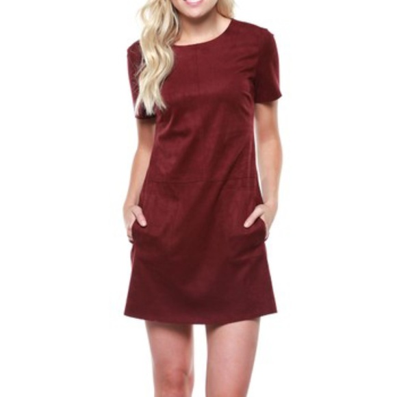 Dresses & Skirts - Burgundy Wine colored Suede Shift Dress
